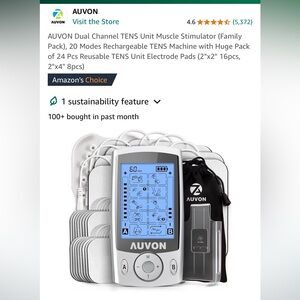 AUVON Dual Channel TENS Unit Muscle Stimulator (Family Pack)